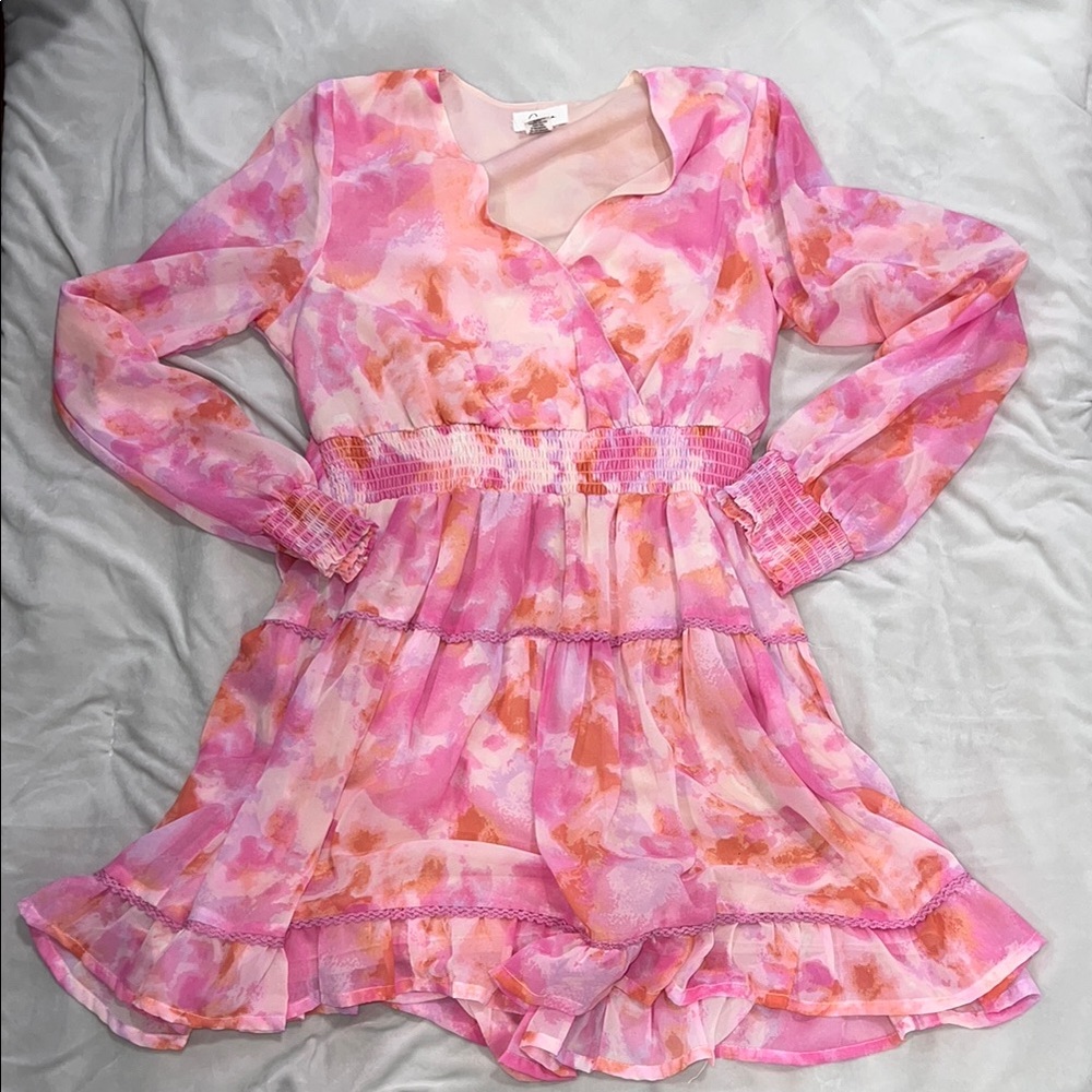 Pink and Orange Floral Dress